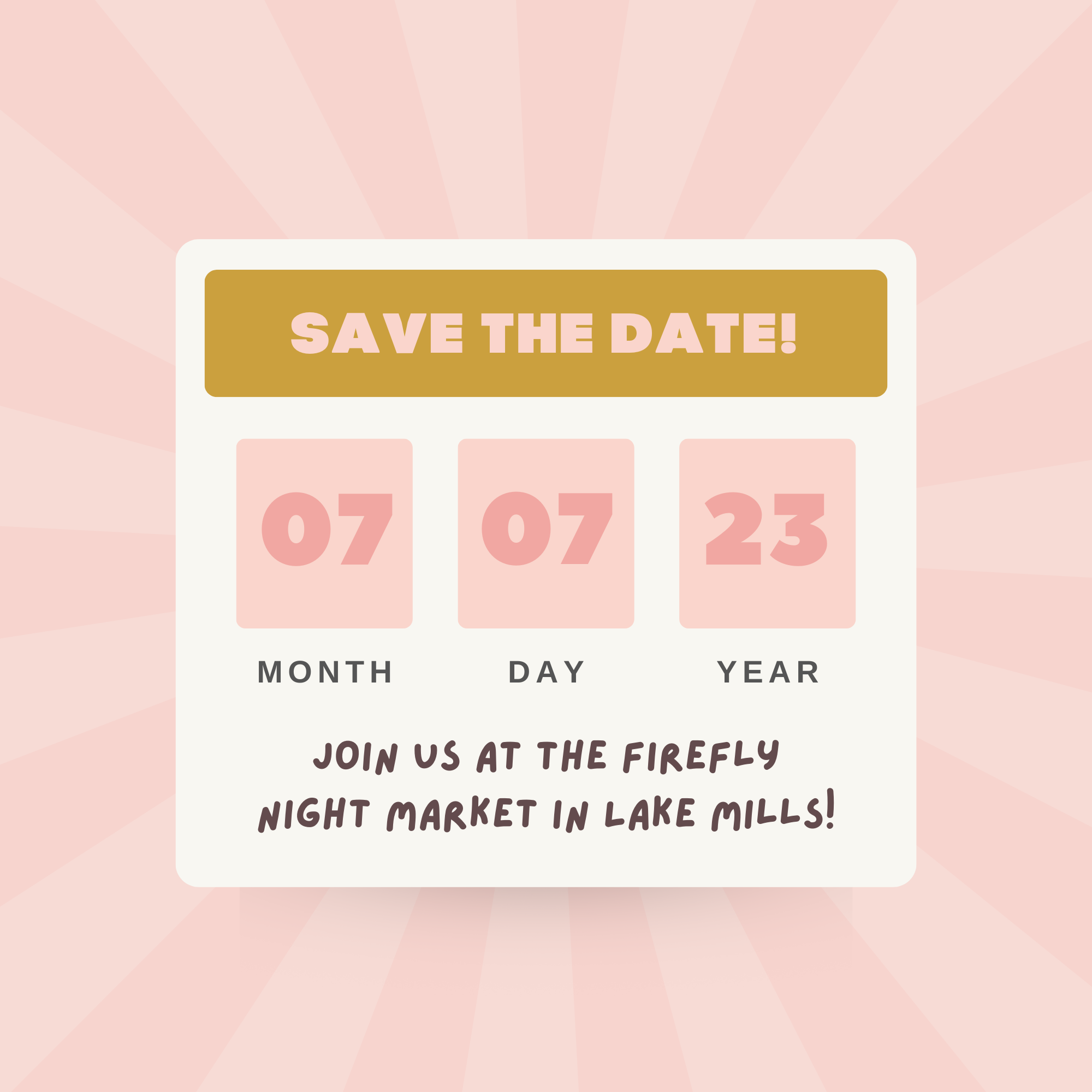Exciting News! Join us at the Firefly Night Market in Lake Mills on July 7th!
